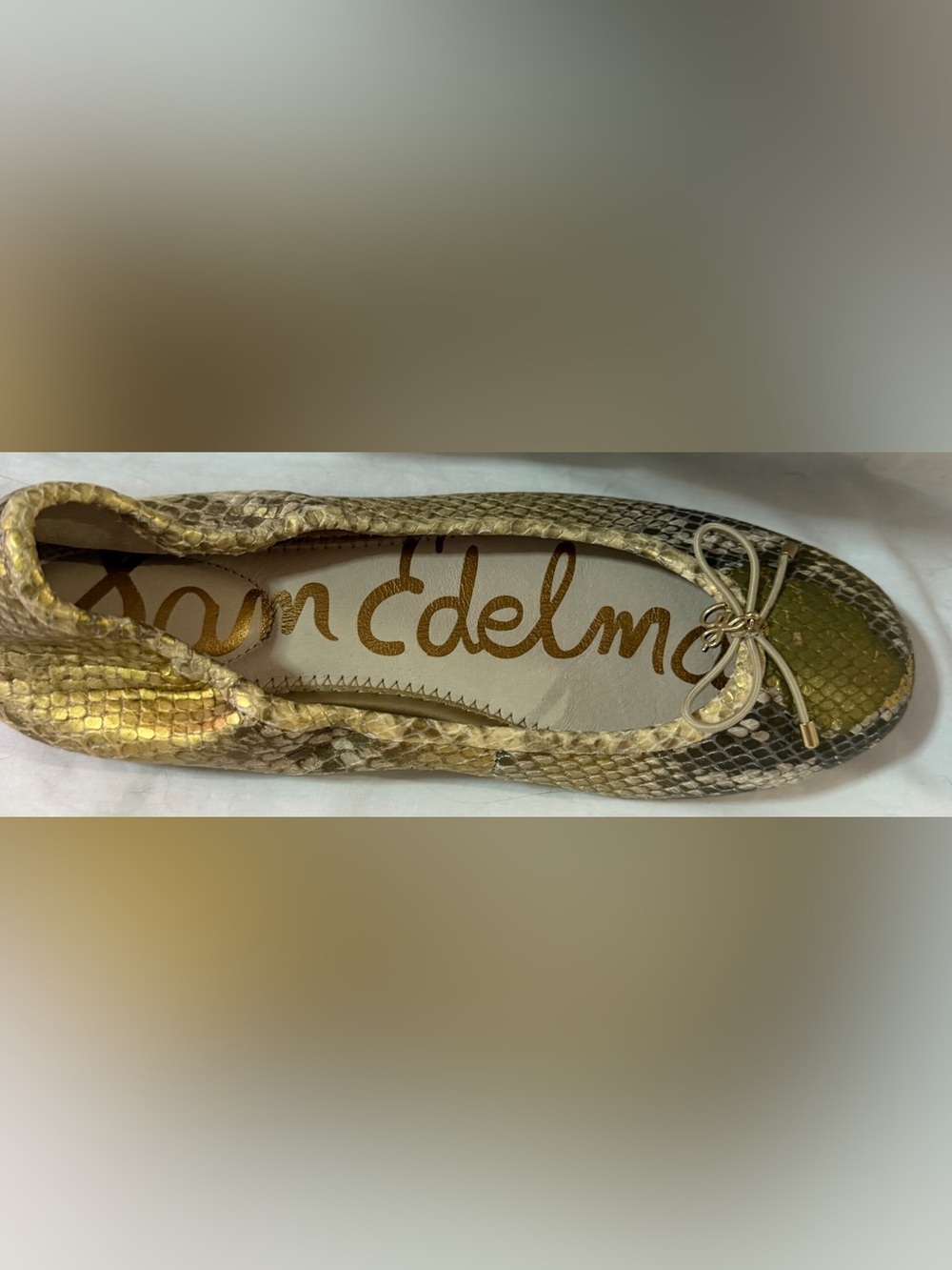 Sam Edelman Wm's Ballet Flat Sz 7 Leather Lined Python Print Felicia Comfort - Picture 6 of 7